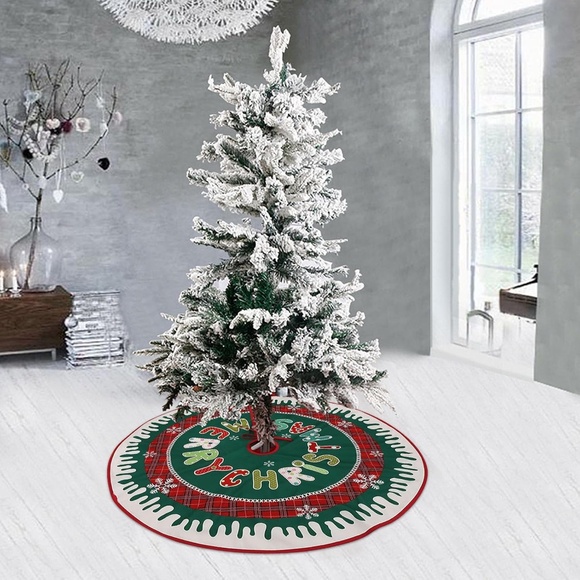 Christmas Tree Skirt Red Xmas Tree Ornaments 36 Inches Rustic White Tree Skirt - Picture 6 of 9